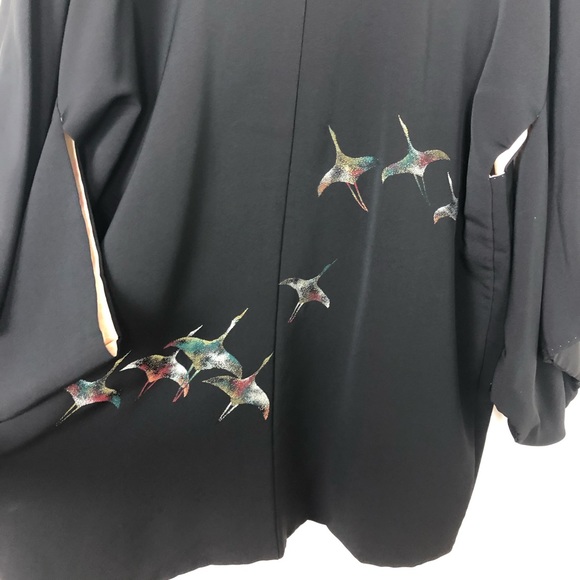 Vintage Kimono w/ Rainbow Crane Bird Interior - Picture 6 of 7